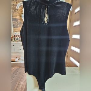 Beautiful Velour Material Black BodySuit Size Large